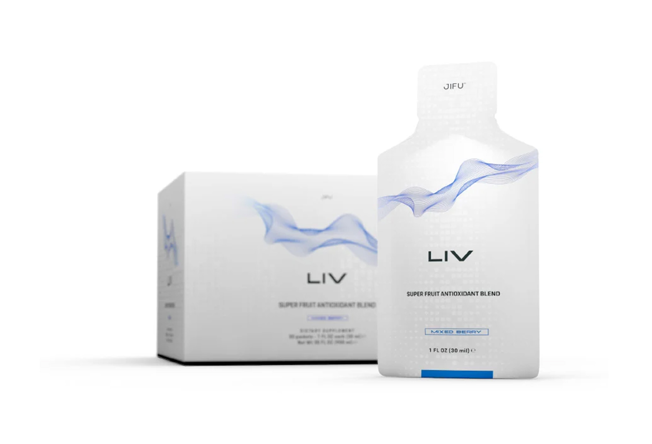 La fórmula rica en antioxidantes de Liv está diseñada para optimizar su salud. Liv contiene 10 superfrutas diferentes junto con resveratrol y glutatión y se presenta en un refrescante sabor a bayas mixtas